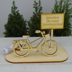 Geldgeschenk Damen, Fahrrad, Geschenk Fahrrad, Geschenk für Biker, -K24- Gutschein für einen Familienurlaub - Handarbeit kaufen