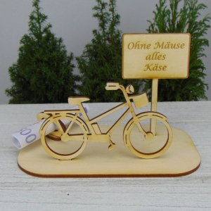 Geldgeschenk Damen, E-Fahrrad Damen, Geschenk Ebike, Geschenk für Biker, -K24-Ohne Mäuse alles Käse - Handarbeit kaufen