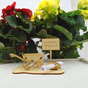 Geldgeschenk für Gärtner Schubkarre Ortsschild★Zuschuss Blumen★Bausatz aus Holz★ K54★ Für deinen Wunsch - Handarbeit kaufen