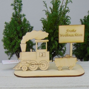 Geldgeschenk für einen Eisenbahner Zug mit Wagon Ortsschild★ Reisen mit Bahn Lokomotive Holz ★K71★ Frohe Weihnachten - Handarbeit kaufen