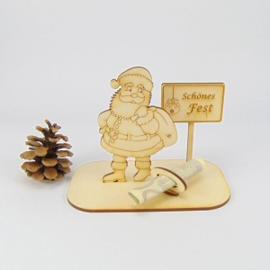 Weihnachtsgeschenk Geldgeschenk Weihnachtsmann Schild aus Holz★K45★ Frohes Fest - Handarbeit kaufen
