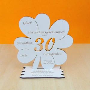 30 Geburtstag Vintage Kleeblatt 16 cm Gutscheingeschenk,  Lass es dir gut gehen! -  Holzgeschenk 07  - Handarbeit kaufen