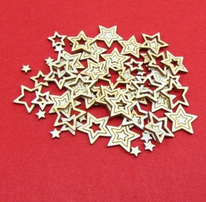 3 in 1 Sterne aus Holz, zum Basteln zur Weihnachtszeit, 100 Stück (SET-9) - Handarbeit kaufen