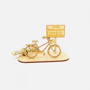 Geldgeschenk Damen, Fahrrad, Geschenk Fahrrad, Geschenk für Biker, -K24-Frohe Weihnachten+Name