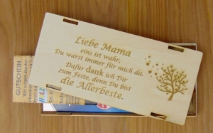 Geschenk für die Mama ♥ Schokoladenbox Holz ♥ Liebe schenken ♥ Box B3-SLB2009 ♥ Kiste für Schokolade, Gutschein, Geldgeschenk 