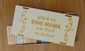  ♥ Schokoladenbox Holz ♥ Glück ist eine MAMA♡PAPA wie Dich zu haben !  ♥ Box B3-SLB2009 ♥ Kiste für Schokolade, Gutschein, Geldgeschenk - Handarbeit kaufen