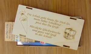 Einschulung ♥ Schulanfang ♥Schokoladenbox Holz ♥ Box B3-SLB2009 ♥ Kiste für Schokolade, Gutschein, Geldgeschenk 