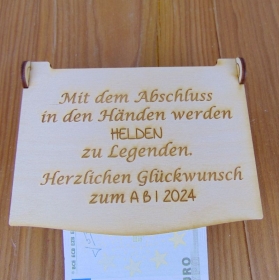 Wünschebox ♥ witziges Abitur Geschenk ♥ Geldgeschenk ♥ Holzbox mit Schlitz und Klappdeckel ♥ Wunschbox Helden werden zu Legenden - Handarbeit kaufen