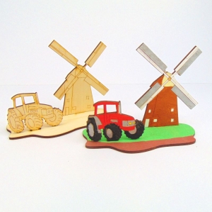 Bastelset Traktor mit Mühle ♥  aus Holz ♥ Geschenk für Traktorliebhaber ♥ kreative Beschäftigung für Kinder ♥