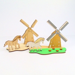 Bastelset Pferd mit Mühle ♥  aus Holz ♥ Geschenk für Pferdeliebhaber ♥ kreative Beschäftigung für Kinder ♥ - Handarbeit kaufen