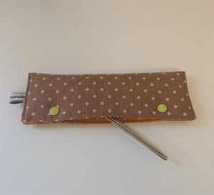 Stricknadelgarage , Stricknadeltasche mit Punkten Polka Dots für Nadelspiel 20 cm - Handarbeit kaufen