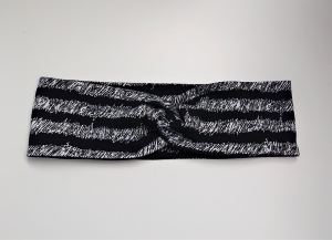 Stirnband , Knotenstirnband, Turbanstirnband, Bandeau, Haarband mit Streifen in schwarz weiß, handmade by la piccola Antonella - Handarbeit kaufen