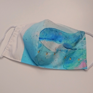 Mund - und Nasen - Maske mit Walen, 2 lagig aus dünner Baumwolle  , KEIN Virenschutz , handmade by la piccola Antonella - Handarbeit kaufen