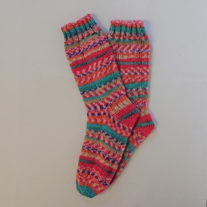 Gestrickte Socken für Kinder, Gr. 34/35 in rosa türkis lila, Wollsocken, Kuschelsocken, handgestrickt, la piccola Antonella 