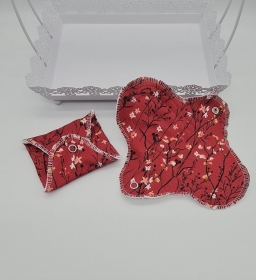 Waschbare Slipeinlagen / Binden aus Baumwolle mit Kirschblüten, 2 Stück, Zero Waste, handmade by la piccola Antonella