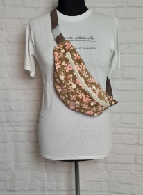 Bauchtasche samtige Struktur in braun rosa, tragbar auch als Crossbag, Umhängetasche, handmade by la piccola Antonella