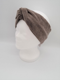 Stirnband Nicki in grau beige, Knotenstirnband, Turbanstirnband, Bandeau, Haarband, handmade by la piccola Antonella - Handarbeit kaufen