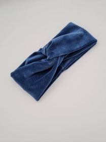 Breiteres Stirnband Nicki in jeansblau, Knotenstirnband, Turbanstirnband, Bandeau, Haarband, handmade by la piccola Antonella  - Handarbeit kaufen