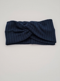Breites Stirnband aus Strickstoff in blau, Knotenstirnband, Turbanstirnband, Bandeau, Haarband, handmade by la piccola Antonella   - Handarbeit kaufen