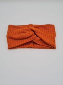 Breites Stirnband aus Strickstoff in orange, Knotenstirnband, Turbanstirnband, Bandeau, Haarband, handmade by la piccola Antonella  - Handarbeit kaufen
