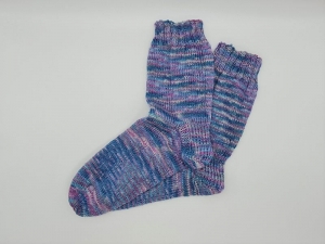 Gestrickte Socken in blau türkis rosa, Gr. 38/39, Stricksocken, Kuschelsocken, handgestrickt, la piccola Antonella   - Handarbeit kaufen