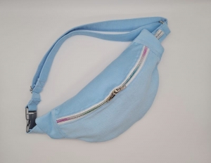 Bauchtasche aus Cord in hellblau, tragbar auch als Crossbag, Umhängetasche, handmade by la piccola Antonella - Handarbeit kaufen