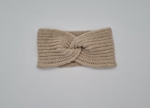 Gestricktes Stirnband mit Twist in Wollweiß aus 100%  Wolle (Merino),  handgestrickt von la piccola Antonella     - Handarbeit kaufen