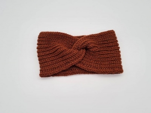 Gestricktes Stirnband mit Twist in Braun Camel aus 100%  Wolle (Merino),  handgestrickt von la piccola Antonella   - Handarbeit kaufen