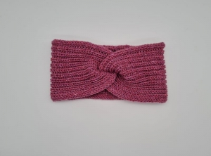 Gestricktes Stirnband mit Twist in Altrosa aus 100%  Wolle (Merino),  handgestrickt von la piccola Antonella  - Handarbeit kaufen