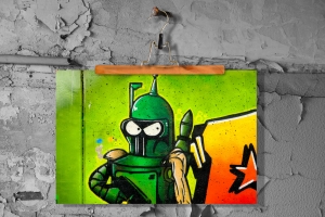 Graffiti Roboter Soldat Krieger Poster 60x90 cm matt