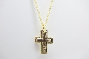 Edel!★schöne  333er Goldkette mit gehämmertem Kreuz  aus Gold