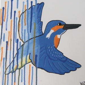 Acrylgemälde Eisvogel Farbverlauf - Unikat - 30 x 30 cm - Comicart - Schnuppadoo