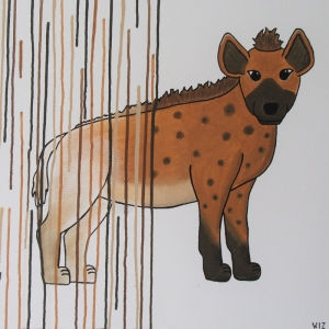 Acrylgemälde Die grinsende und schielende Hyäne Farbverlauf - Unikat - 50 x 50 cm - Comicart - Schnuppadoo
