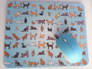 Mousepad Viele Katzen blau - Unikat - 22 x 18 cm - Comicart - Schnuppadoo