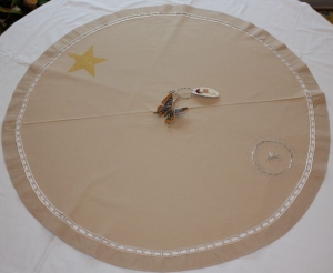 Geschirrtuch- rund- mit Schmetterling- goldenen Stern- großer Hohlsaum handgefertigt auf Alterweise- Unikat