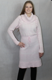 Disigner  Kleid in sanften Rose , Strickkleid zum jeden Anlass , Baumwolle Acryl 
