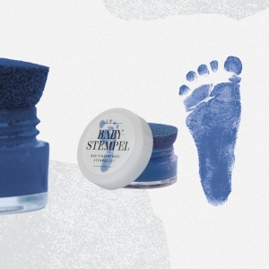 NAVY | Bio Babystempel 20ml mit Ersatzfarbe | Set für schöne Fußabdrücke | Babyhautfreundlich & mit Wasser abwaschbar