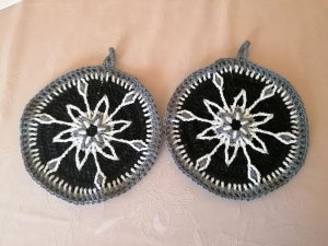 1 Paar große, runde Topflappen mit dekorativem Muster, gehäkelt, Handarbeit (Kopie id: 100299627) - Handarbeit kaufen