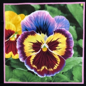 Baumwollstoff Motiv Blume Stiefmütterchen 18cm mal 18cm  - Handarbeit kaufen