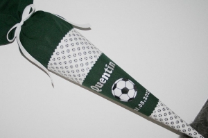 Schultüte aus Stoff Fußball Grün - Handarbeit kaufen