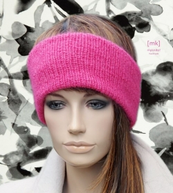  Stirnband, Wolle/Mohair/Seide, pink, hochwertig, Ohrenwärmer, handgestrickt - Handarbeit kaufen