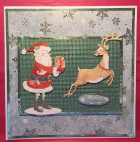 Weihnachtskarte Santa mit Hirsch,XXL