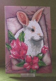 Grußkarte in Diamond Painting, Osterkarte , weißer Hase