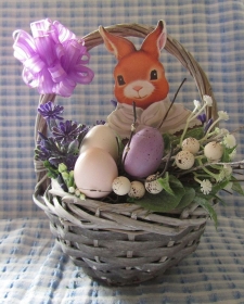 Osterkörbchen,Henkelkörbchen mit Blüten und Eiern 3 - Handarbeit kaufen