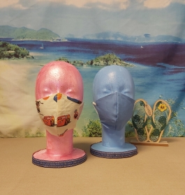 1 Mund-Nasen-Maske / Behelfsmaske für Kinder im Wende-Design Gelb-Cars / Blau