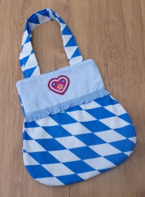 Kindergartentasche, Rauten, Bayern, blau, weiß, Einkaufstasche, Stoffbeutel, Herz