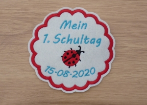 Schulkind Aufnäher, XL, personalisiert, Marienkäfer, Einschulung, Mädchen (Kopie id: 100222684)