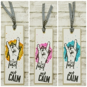 Handgemachtes Lesezeichen aus Papier mit Metal-Fist Rock'n'Roll und Punk in Wunschfarbe