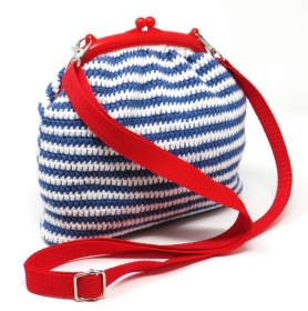 Handtasche blau-weiß-rot / Schultertasche mit Clipverschluss