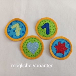 Zusätzliche Zahlen und Embleme für Geburtstagskronen aus Baumwolle - Handarbeit kaufen